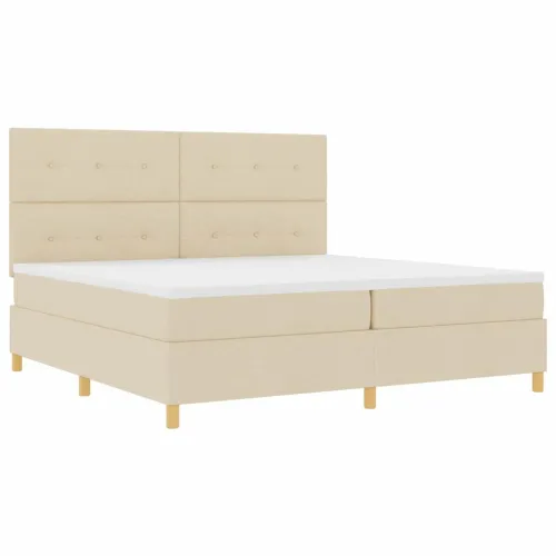 Box spring krevet s uzglavljem Krema 200 x 200 cm tkanina - Krema 200 x 200 cm Prošiveno gumbima Cijena