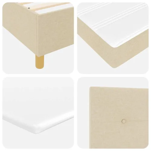 Box spring krevet s uzglavljem Krema 200 x 200 cm tkanina - Krema 200 x 200 cm Prošiveno gumbima Cijena