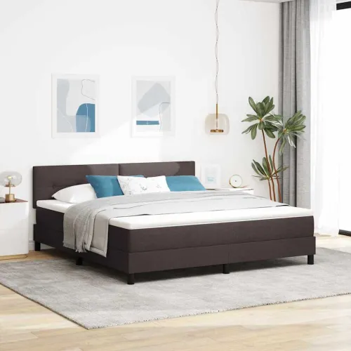 Box spring krevet Tamno smeđa 180 x 200 cm tkanina - Tamno smeđa 180 x 200 cm Prošiveno gumbima Cijena