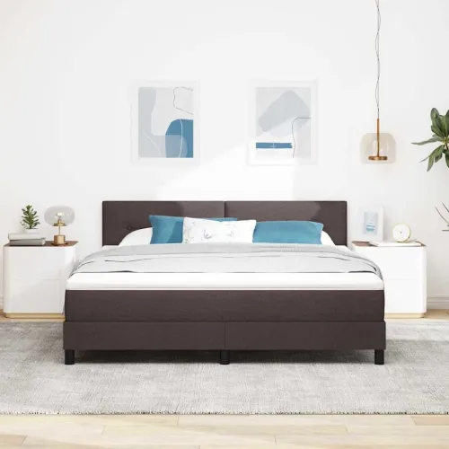 Box spring krevet Tamno smeđa 180 x 200 cm tkanina - Tamno smeđa 180 x 200 cm Prošiveno gumbima Cijena