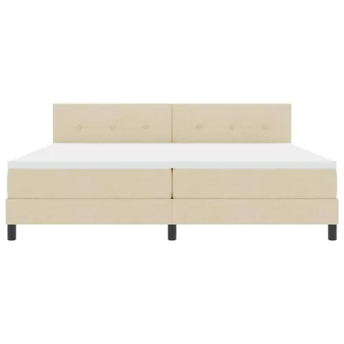 Box spring krevet s LED trakama Krema 200 x 200 cm tkanina - Krema 200 x 200 cm Prošiveno gumbima Cijena
