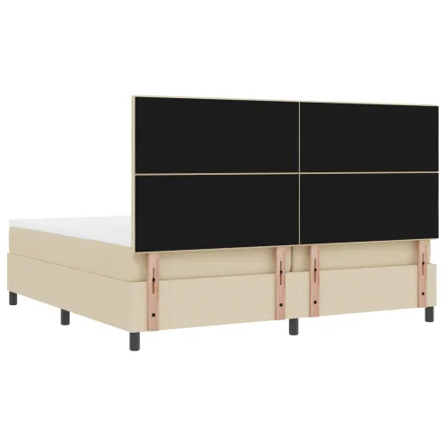 Box spring krevet s LED trakama Krema 200 x 200 cm tkanina - Krema 200 x 200 cm Prošiveno gumbima Cijena