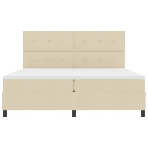 Box spring krevet s LED trakama Krema 200 x 200 cm tkanina - Krema 200 x 200 cm Prošiveno gumbima Cijena