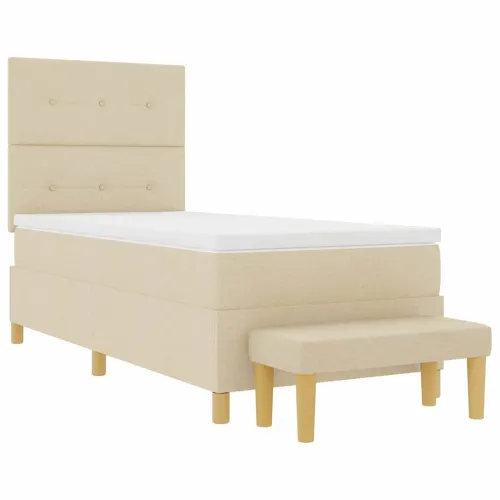 Box spring krevet s uzglavljem Krema 200 x 100 cm tkanina - Krema 100 x 200 cm Prošiveno gumbima Cijena