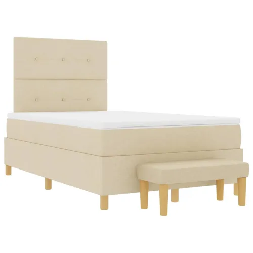 Box spring krevet s uzglavljem Krema 200 x 120 cm tkanina - Krema 120 x 200 cm Prošiveno gumbima Cijena