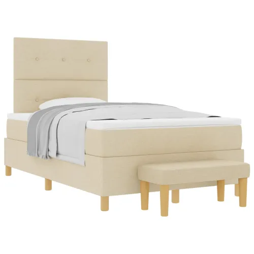 Box spring krevet s uzglavljem Krema 200 x 120 cm tkanina - Krema 120 x 200 cm Prošiveno gumbima Cijena