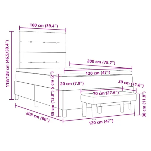 Box spring krevet s uzglavljem Krema 200 x 120 cm tkanina - Krema 120 x 200 cm Prošiveno gumbima Cijena