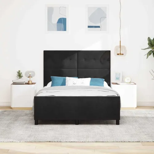 Box spring krevet s uzglavljem Crna 140 x 200 cm Baršun - Crna 140 x 200 cm Prošiveno gumbima Cijena