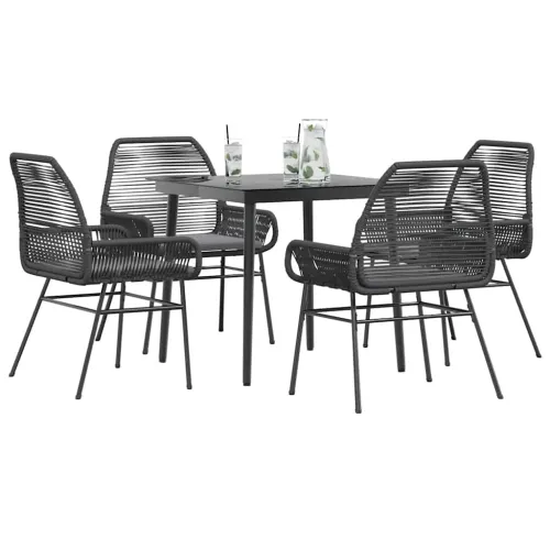Vrtna garnitura - 5-dijelni vrtni blagovaonski set s jastucima od crnog - Crna 80 x 80 x 74 cm 4 Cijena