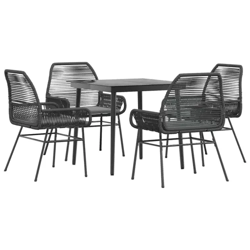 Vrtna garnitura - 5-dijelni vrtni blagovaonski set s jastucima od crnog - Crna 80 x 80 x 74 cm 4 Cijena