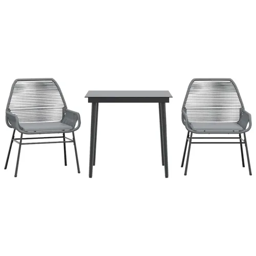 Vrtna garnitura - 3-dijelni vrtni blagovaonski set s jastucima poliratan i staklo - Siva 80 x 80 x 74 cm 2 Siva Cijena