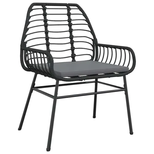 Vrtna garnitura - 3-dijelni vrtni blagovaonski set s jastucima od crnog - Crna i tamno siva 80 x 80 x 74 cm 2 Crna i tamno siva Cijena