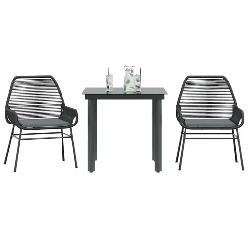 Vrtna garnitura - 3-dijelni vrtni blagovaonski set s jastucima od crnog - Crna 80 x 80 x 74 cm 2 Cijena
