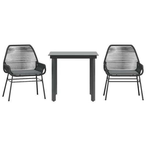 Vrtna garnitura - 3-dijelni vrtni blagovaonski set s jastucima od crnog - Crna 80 x 80 x 74 cm 2 Cijena