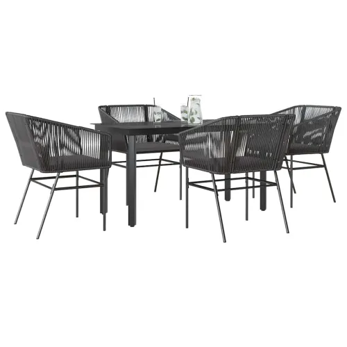 Vrtna garnitura - 5-dijelni vrtni blagovaonski set s jastucima od crnog - Crna 140 x 70 x 74 cm 4 Cijena