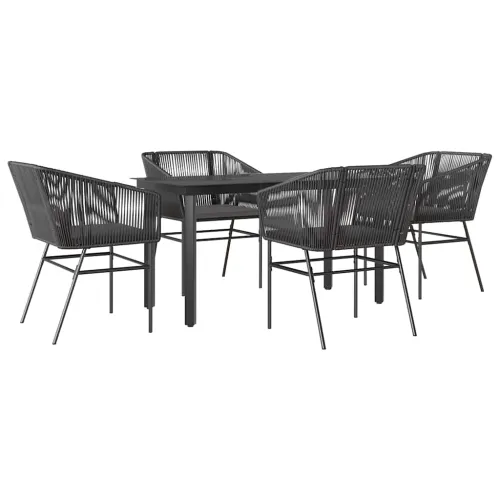 Vrtna garnitura - 5-dijelni vrtni blagovaonski set s jastucima od crnog - Crna 140 x 70 x 74 cm 4 Cijena