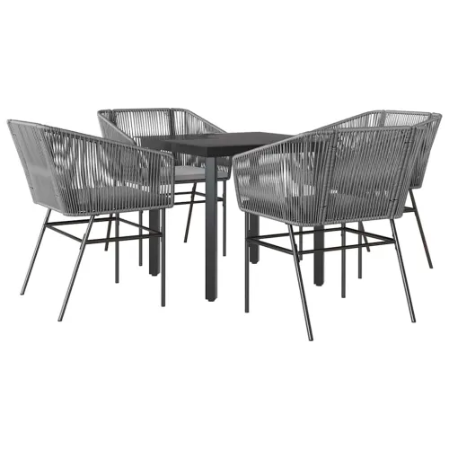Vrtna garnitura - 5-dijelni vrtni blagovaonski set s jastucima poliratan i staklo - Siva 80 x 80 x 74 cm 4 Siva Cijena