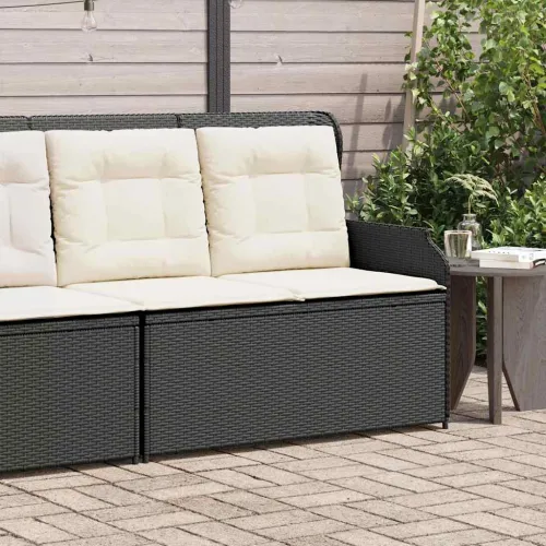 Vrtni naslonjač s jastucima crni od poliratana - Crna 1 Kutna sofa (lijevi naslon za ruku) Crna Cijena