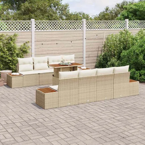 Sjedeća garnitura za vrt 9 kom. Bež poliratan - bež i krem Cijena