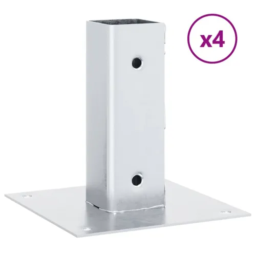 Postolja za stupove kvadratna 4 kom 46x46 mm pocinčani čelik - Srebrno 46 x 46 mm 4 Srebrno Cijena