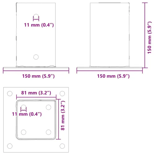 Postolja za stupove kvadratna 12 kom 81x81 mm pocinčani čelik - Srebrno 81 x 81 mm 12 Srebrno Cijena