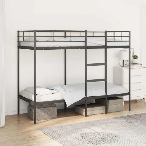 Krevet na kat bez madraca crni 75x190 cm čelik - Crna 75 x 190 cm Crna 75 x 190 cm Cijena