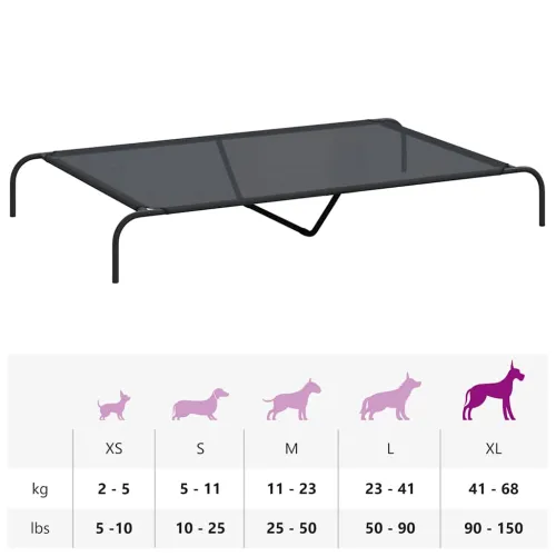 Povišeni krevet za pse crni 150x90x20 cm tekstil i čelik - Crna 150 x 90 cm Tekstilen Crna Cijena