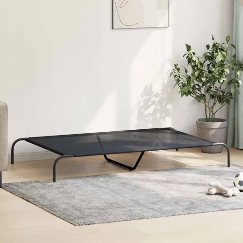 Povišeni krevet za pse crni 150x90x20 cm tekstil i čelik - Crna 150 x 90 cm Tekstilen Crna Cijena