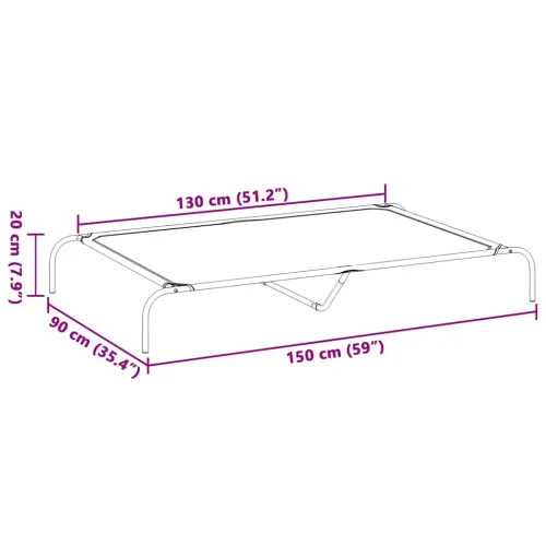 Povišeni krevet za pse crni 150x90x20 cm tekstil i čelik - Crna 150 x 90 cm Tekstilen Crna Cijena