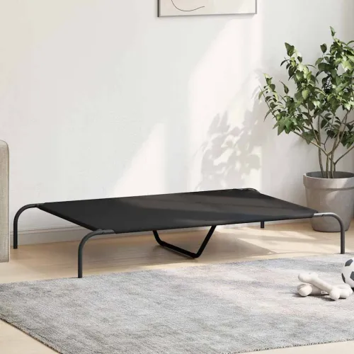 Povišeni krevet za pse crni 130x80x20 cm Oxford tkanina i čelik - Crna 130 x 80 cm oxford fabric Crna Cijena