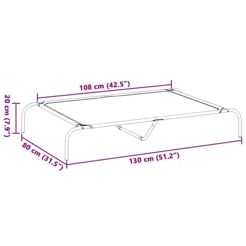 Povišeni krevet za pse crni 130x80x20 cm Oxford tkanina i čelik - Crna 130 x 80 cm oxford fabric Crna Cijena