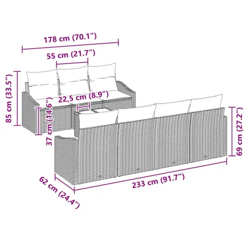 Set sofe 8 kom. Smeđa i krem poliratan - Smeđa i bijela Cijena