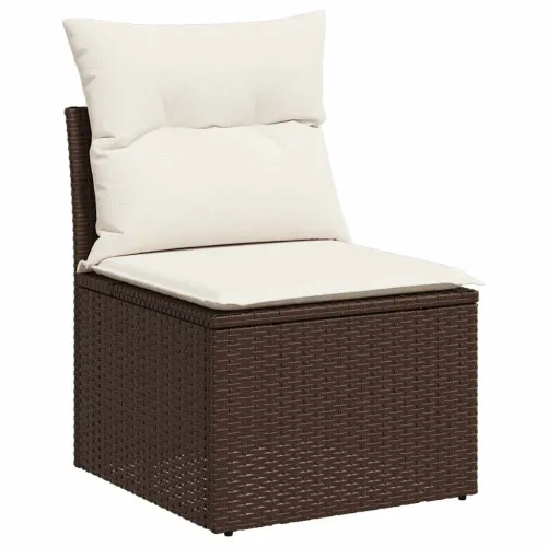 Sjedeća garnitura za vrt 9 kom. Smeđa poliratan - Smeđa i bijela Cijena