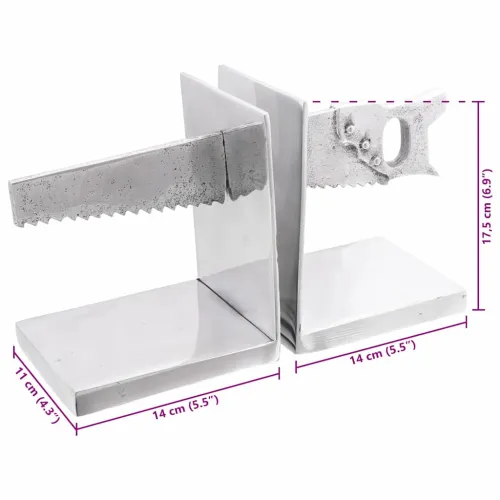 Držači za knjige 2 kom. Srebrno 11 x 14 x 17,5 cm Aluminij - Pila 11 x 14 x 17,5 cm Cijena