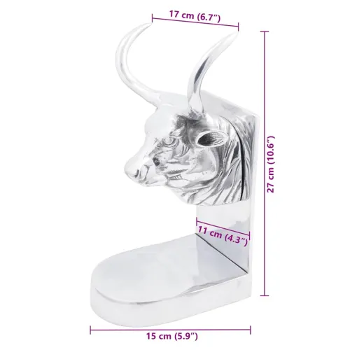 Držači za knjige 2 kom. Srebrno 17 x 15 x 27 cm Aluminij - Bik 15 x 17 x 27 cm Cijena
