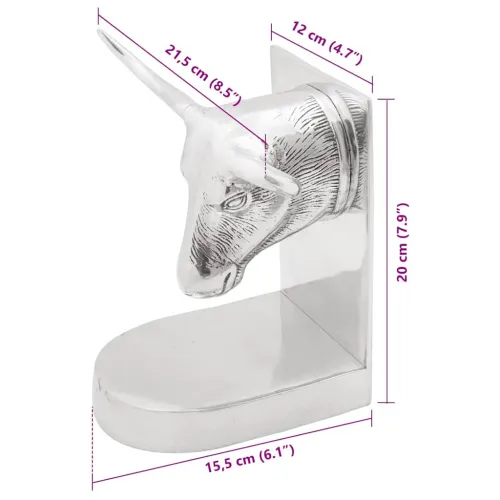 Držači za knjige 2 kom. Srebrno 21,5 x 15,5 x 20 cm Aluminij - Bik 15,5 x 12 x 20 cm Cijena
