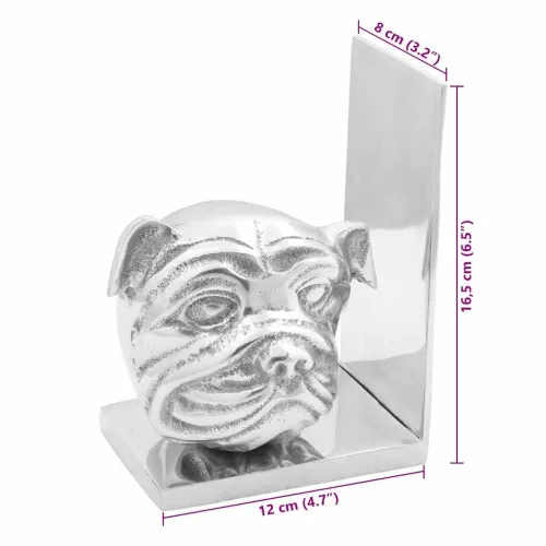 Držači za knjige 2 kom. Srebrno 8 x 12 x 16,5 cm Aluminij - Pas 8 x 12 x 16,5 cm Cijena