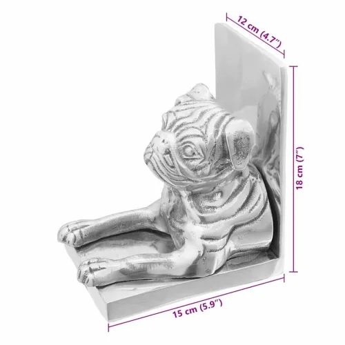 Držači za knjige 2 kom. Srebrno 12 x 15 x 18 cm Aluminij - Pas 12 x 15 x 18 cm Cijena