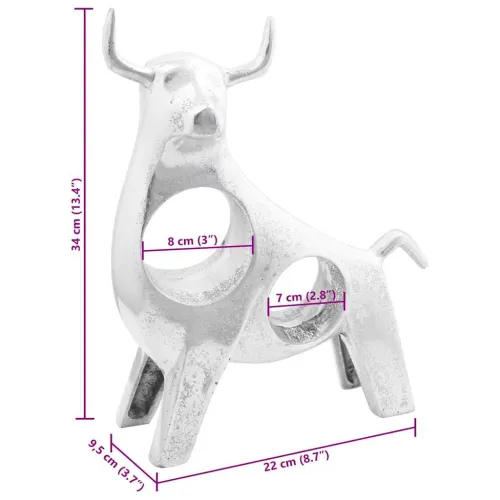 Skulptura bika Srebrno 22 x 9,5 x 34 cm Aluminij - 34 x 28 x 10 cm Cijena