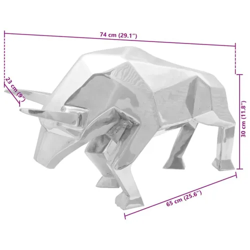 Skulptura bika Srebrno 74 x 23 x 30 cm Aluminij - 72 x 27 x 39 cm Cijena