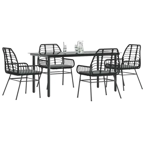 Vrtna garnitura - 5-dijelni vrtni blagovaonski set s jastucima od crnog - Crna i tamno siva 160 x 80 x 74 cm 4 Cijena