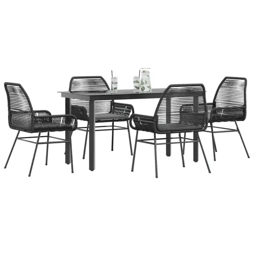 Vrtna garnitura - 5-dijelni vrtni blagovaonski set s jastucima od crnog - Crna 140 x 70 x 74 cm 4 Cijena