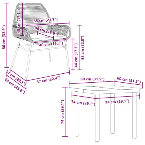 Vrtna garnitura - 5-dijelni vrtni blagovaonski set s jastucima poliratan i staklo - Smeđa 80 x 80 x 74 cm 4 Cijena