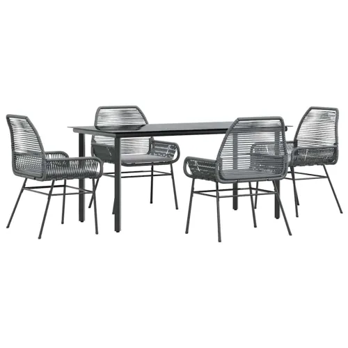 Vrtna garnitura - 5-dijelni vrtni blagovaonski set s jastucima poliratan i staklo - Siva 160 x 80 x 74 cm 4 Cijena