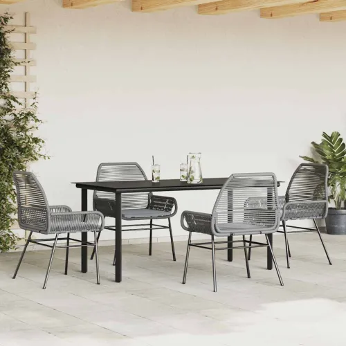 Vrtna garnitura - 5-dijelni vrtni blagovaonski set s jastucima poliratan i staklo - Siva 160 x 80 x 74 cm 4 Cijena