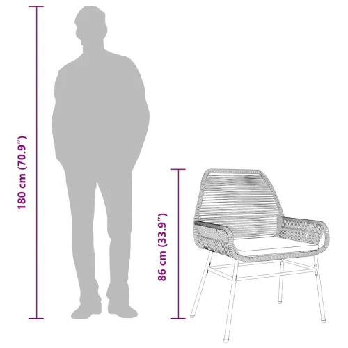 Vrtna garnitura - 5-dijelni vrtni blagovaonski set s jastucima poliratan i staklo - Siva 160 x 80 x 74 cm 4 Cijena
