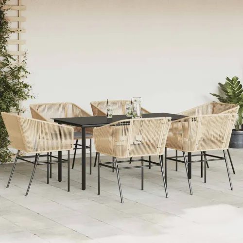 Vrtna garnitura - 7-dijelni vrtni blagovaonski set s jastucima poliratan i staklo - Smeđa 160 x 80 x 74 cm 6 Cijena