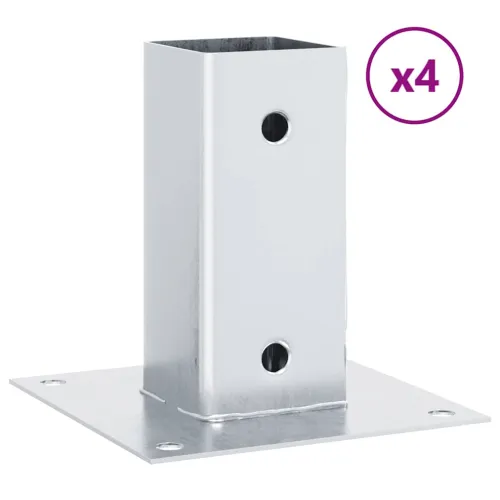 Postolja za stupove kvadratna 4 kom 71x71 mm pocinčani čelik - Srebrno 71 x 71 mm 4 Cijena