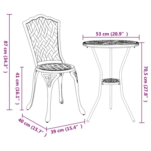 Bistro set za vrt 3 kom. Bijelo Aluminij - Bijelo Cijena