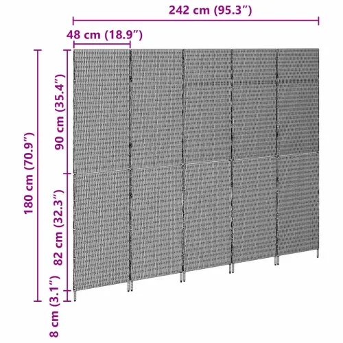 Pregradna pregača Bež 242 x 180 cm poliratan - Bež 5 panela 180 cm Cijena